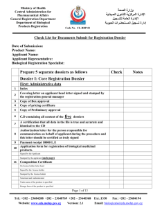 Check List for Registration of biological