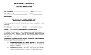 Marriage Booklet - St. Patrick`s Church