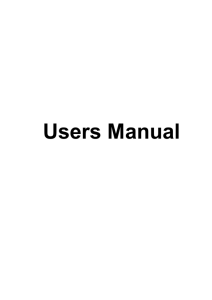 Users Manual Table of Contents Introdution