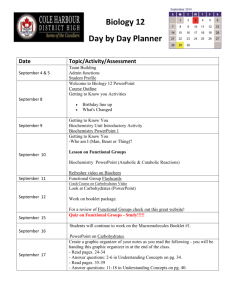 Biology 12 Day by Day Planner Date Topic/Activity/Assessment