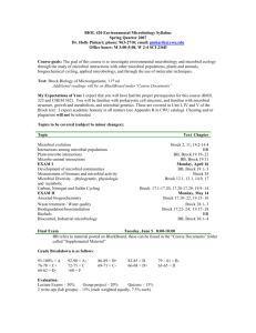 Lecture Schedule for Environmental Microbiology