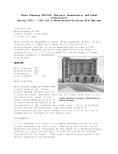 Urban Planning 402/696: Historic Preservation and