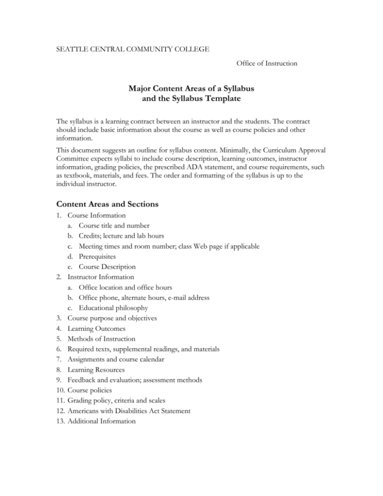 Syllabus Seattle Central College