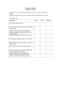 Perceptive Cricket (Students Worksheets)