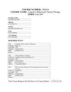 Cognitive Behavioral Theory/Therapy