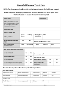 Hounsfield Surgery Travel Form NOTE: The Surgery requires 2
