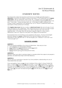 Unit 3: Determiners