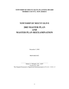 Township of Mount Olive 2003 Master Plan and Master Plan