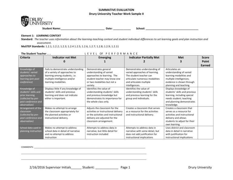 Element CONTEXTUAL FACTORS