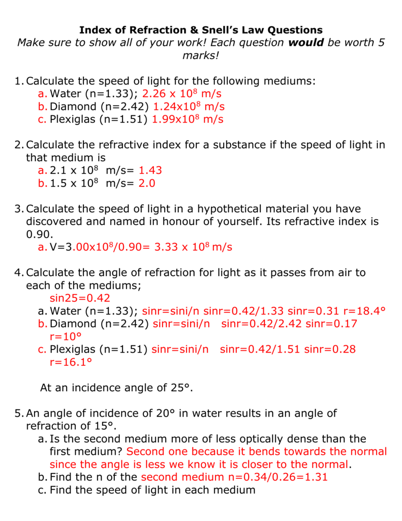 index-of-refraction-snell-s-law-questions-after-textbook
