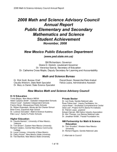 Math and Science Statewide Initiative – Pilot