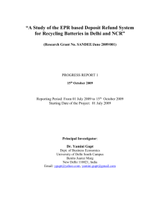 “A Study of the EPR based Deposit Refund System for Recycling