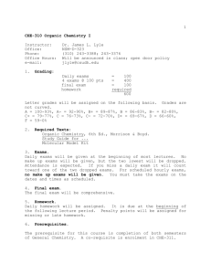 CHE-310 Organic Chemistry I