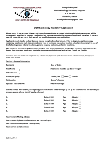Ophthalmology Residency Application