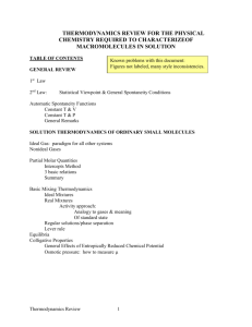 THERMODYNAMICS REVIEW FOR PHYSICAL CHEMISTRY