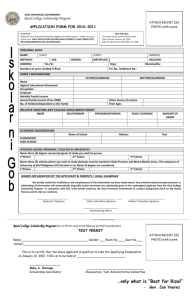Rizal College Scholarship Program Application Form