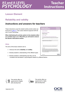 AS and A Level Psychology Lesson Element (Reliability and