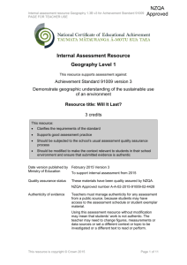 Level 1 Geography internal assessment resource