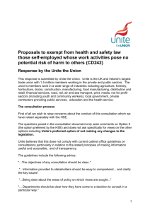 Proposals to exempt from health and safety law