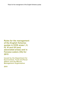 Rules for the management of the English fisheries quotas in areas I