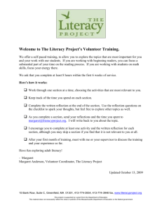 Training Checklist - The Literacy Project