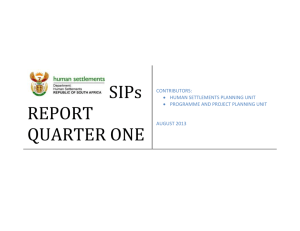 SIPs REPORT QUARTER ONE