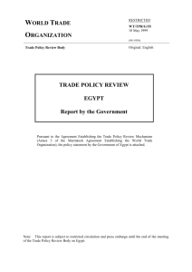 Egypt`s Trade Policy Review Government Report