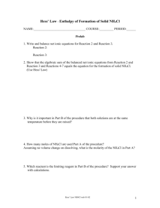 Hess` Law NH 4 Cl Lab Document