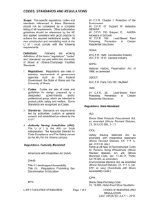 Codes, Standards and Regulations - University of Illinois Facilities