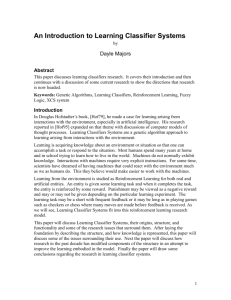 An Introduction to Learning Classifier Systems