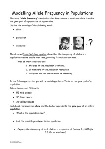 Modelling Allele Frequency in Populations