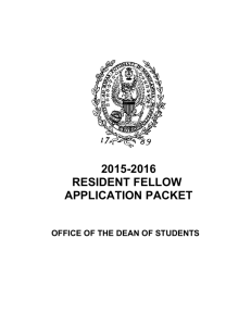 The 2015-2016 Resident Fellow application