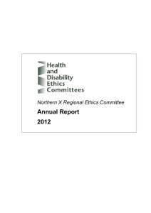 Northern X 2012 Annual Report - Health and Disability Ethics