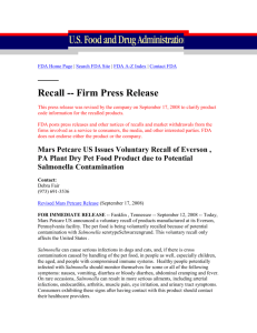 Recall -- Firm Press Release