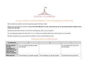 Country to Canberra 2015 Writing Competition: Criteria for Ranking