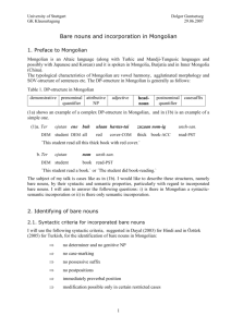 Bare Nouns in Mongolian - uni