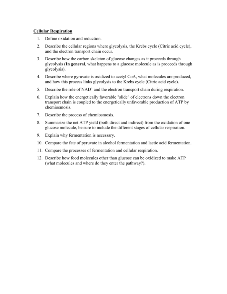 Chapter 9 Cellular Respiration Energy Harvesting