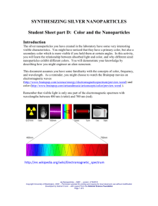 Student Sheet part D: Color and the Nanoparticles