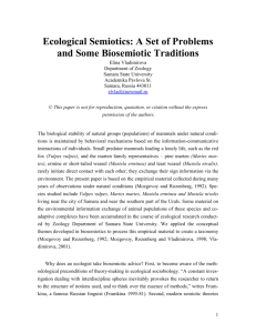 Ecological Semiotics Set of Problems and Some Biosemiotic