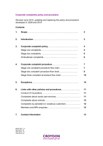 Complaint policy and procedure 2015