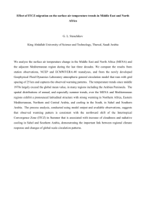 Effect of ITCZ migration on the surface air temperature trends in