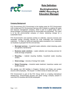 Education & Recycling Manager - Role Def