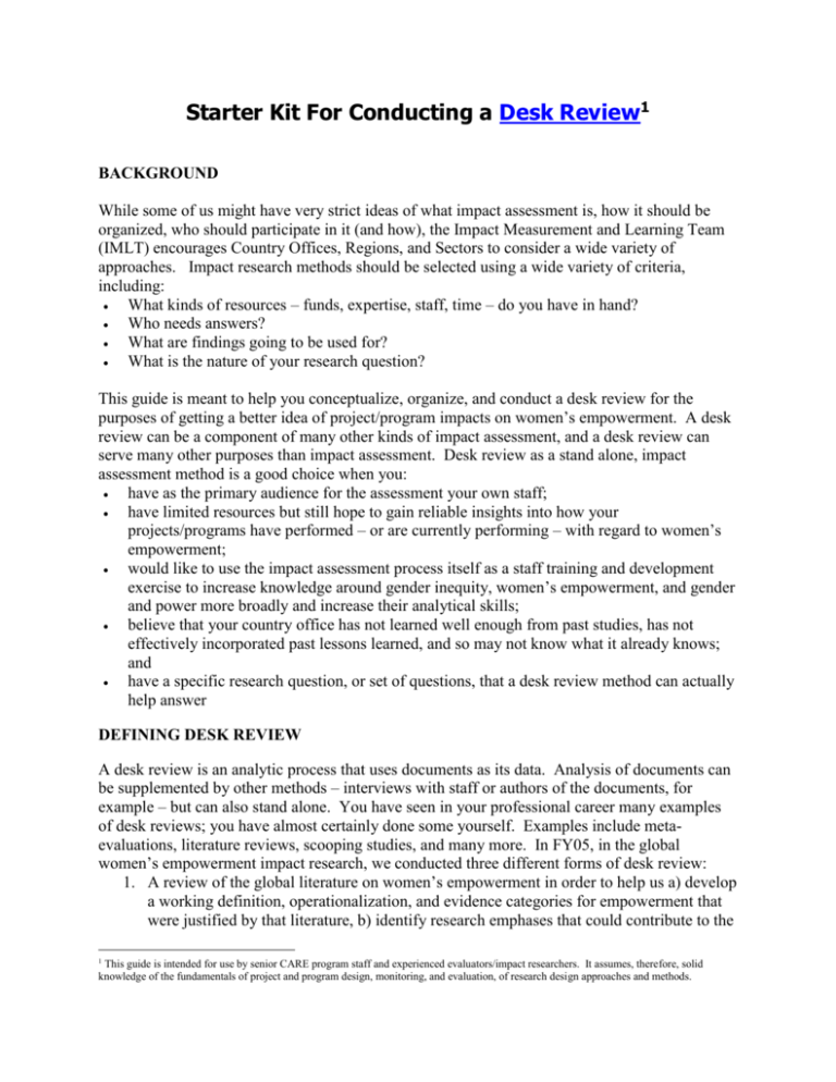 Desk Reviews PQDL Program Quality Digital Library