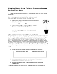 Lab questions: How Do Plants Grow: Gaining