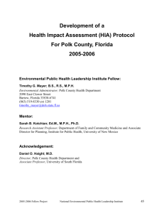 Health Impact Assessment (HIA) Protocol