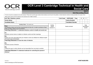 Unit recording sheet - Infection control