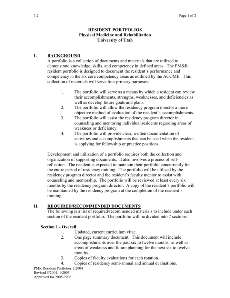 Resident Portfolios University of Utah