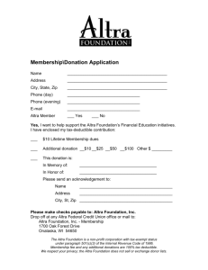 Altra Foundation membership/donation form
