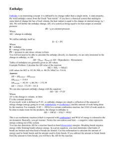 Handout for calculating enthalpy and entropy