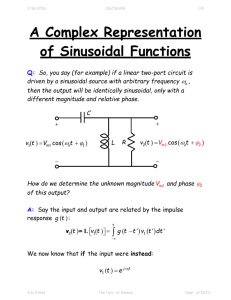A Complex Representation of Sinusoidal Functions